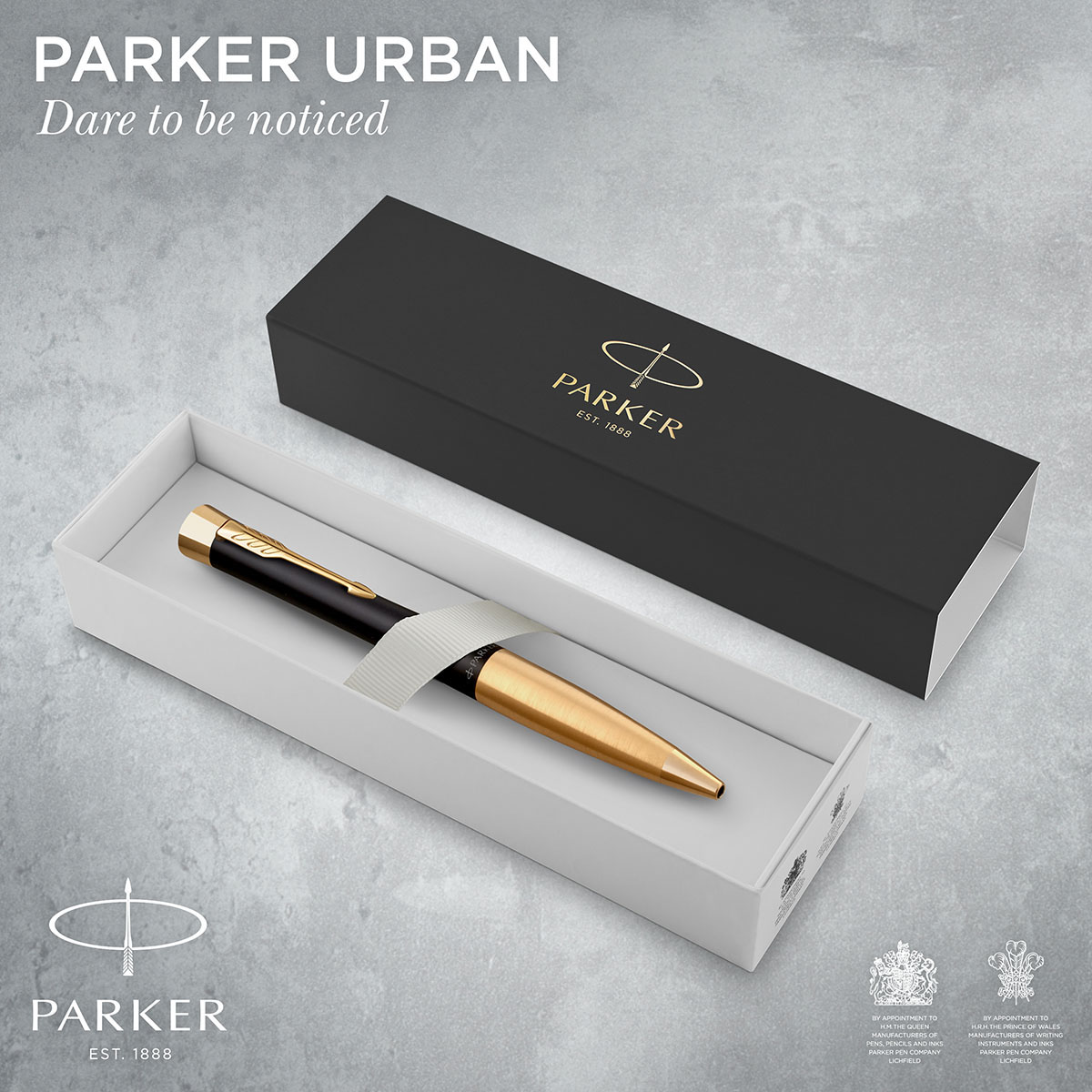 Długopis Parker Urban czarno-złoty w eleganckim pudełku prezentowym, kolekcja Parker Urban.